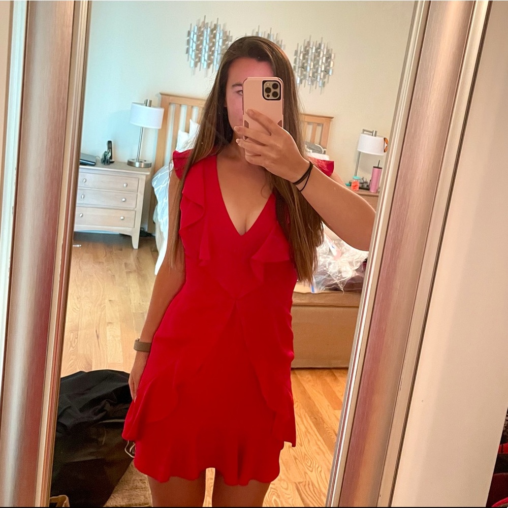 BCBGMAXAZRIA Red Ruffle Dress